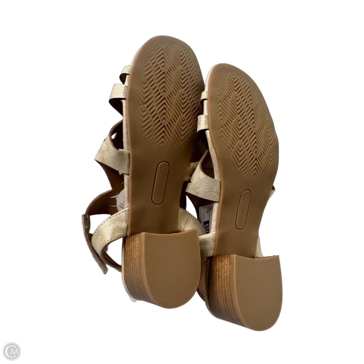 Sandals Heels Block By Bare Traps In Gold, Size: 9