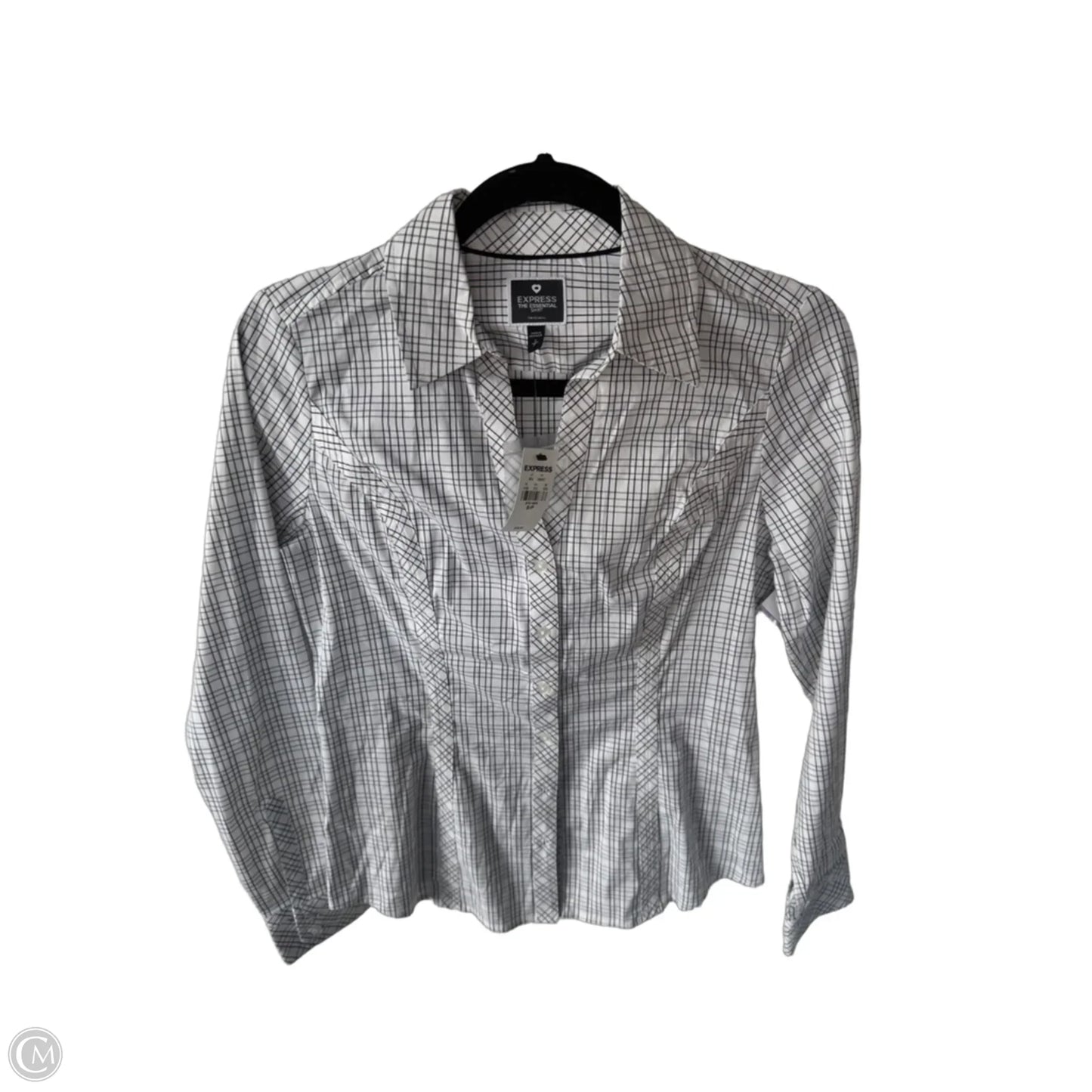 Blouse Long Sleeve By Express In Black & Grey, Size: S
