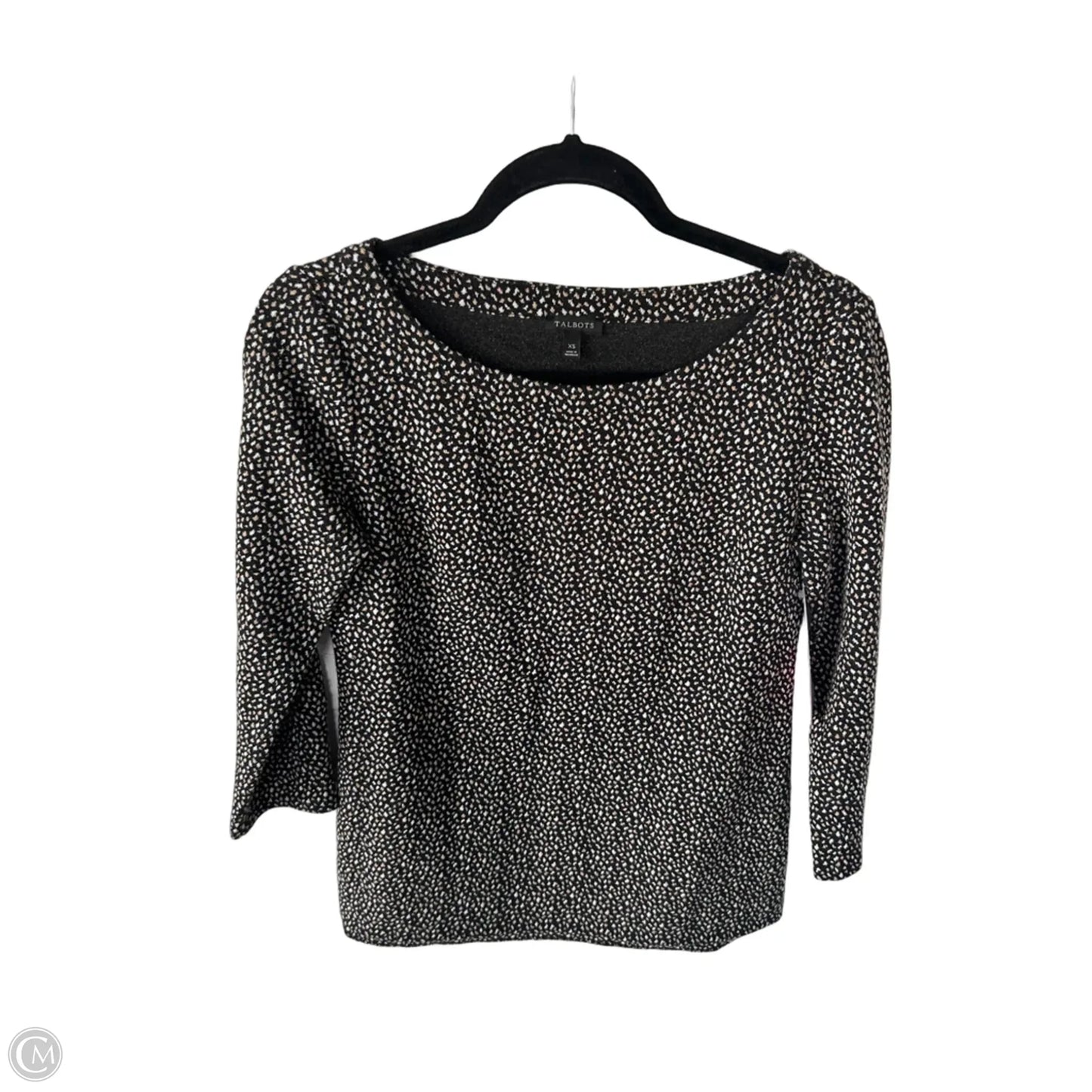 Top 3/4 Sleeve By Talbots In Black & Tan, Size: Xs