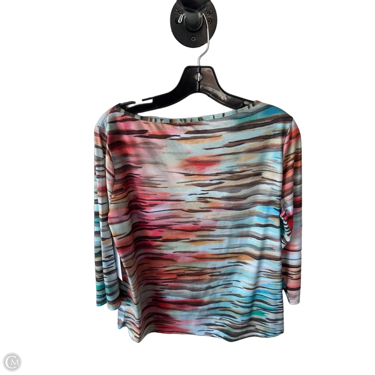 Top 3/4 Sleeve By Peck And Peck In Orange & Tan, Size: L