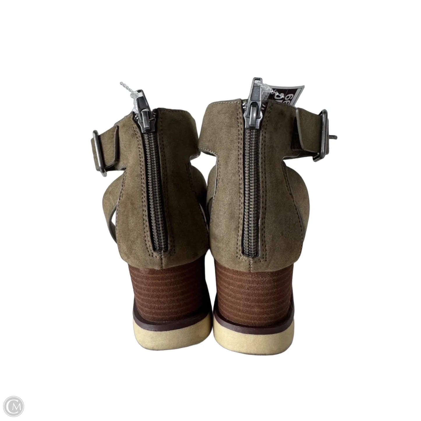 Sandals Heels Wedge By Mia In Green & Tan, Size: 7