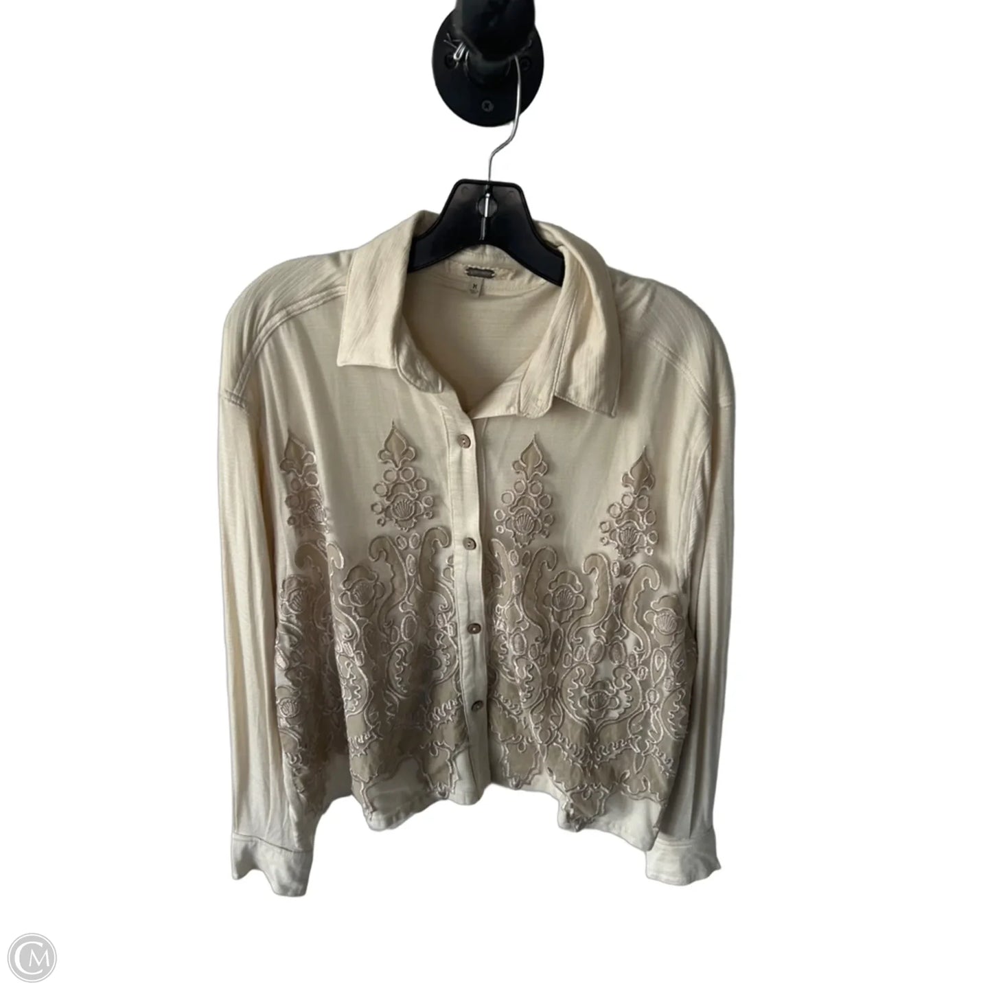 Top Long Sleeve By Gimmicks In Tan, Size: M