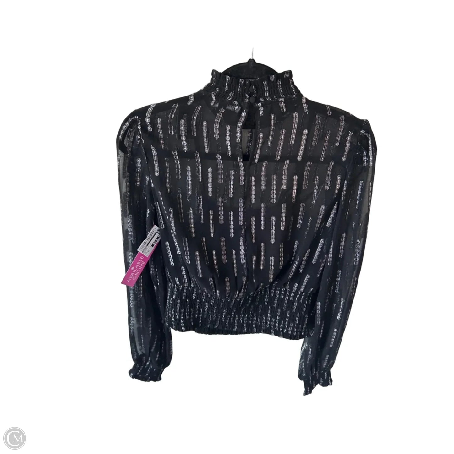 Blouse Long Sleeve By Express In Black & Silver, Size: Xs