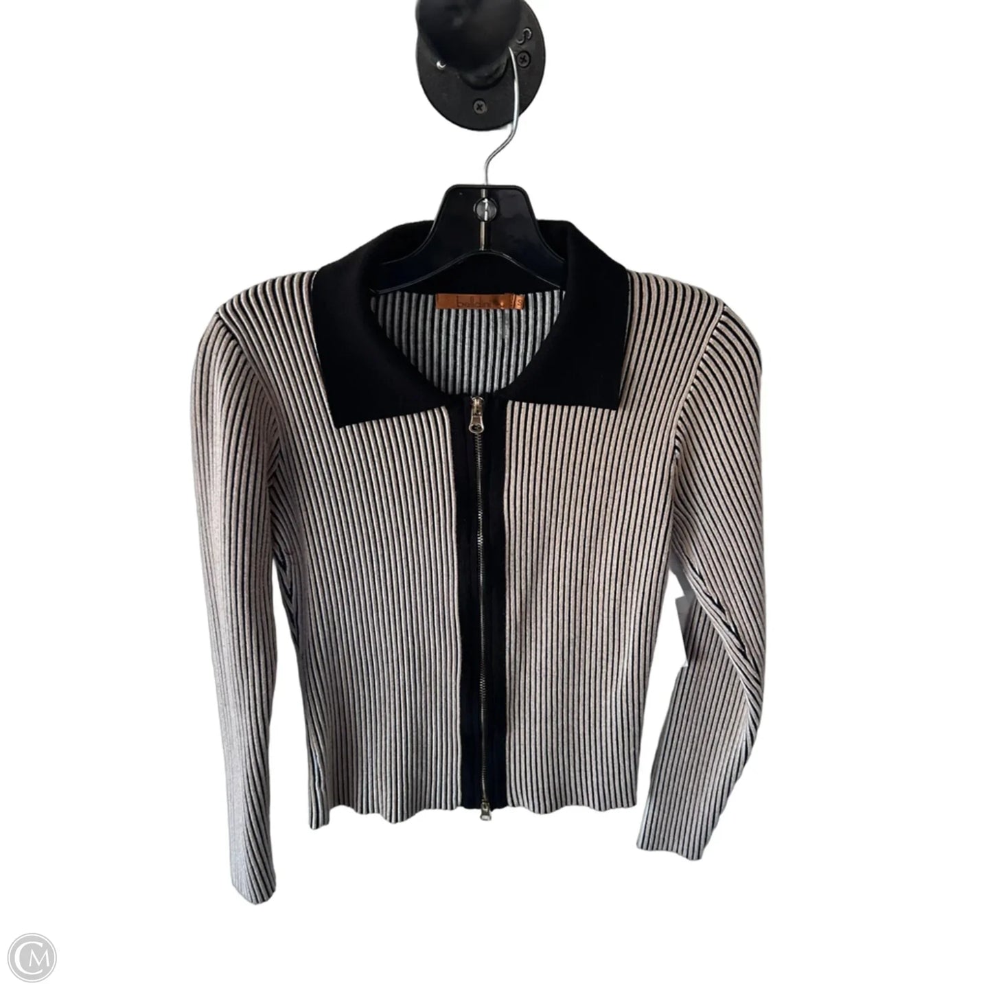 Sweater Cardigan By Belldini In Black & Tan, Size: S
