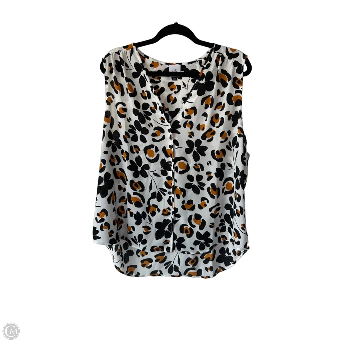 Blouse Sleeveless By Cabi In Black & Orange, Size: Xl