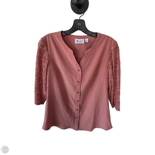 Blouse 3/4 Sleeve By D&co. In Peach, Size: Xxs