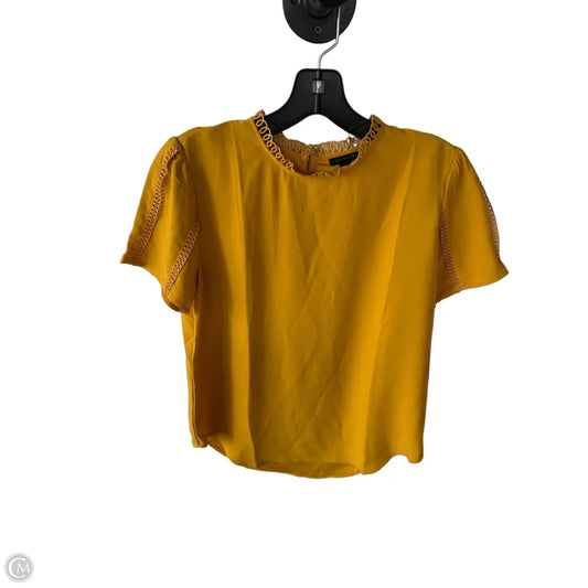 Blouse Short Sleeve By Ann Taylor In Gold, Size: Xs