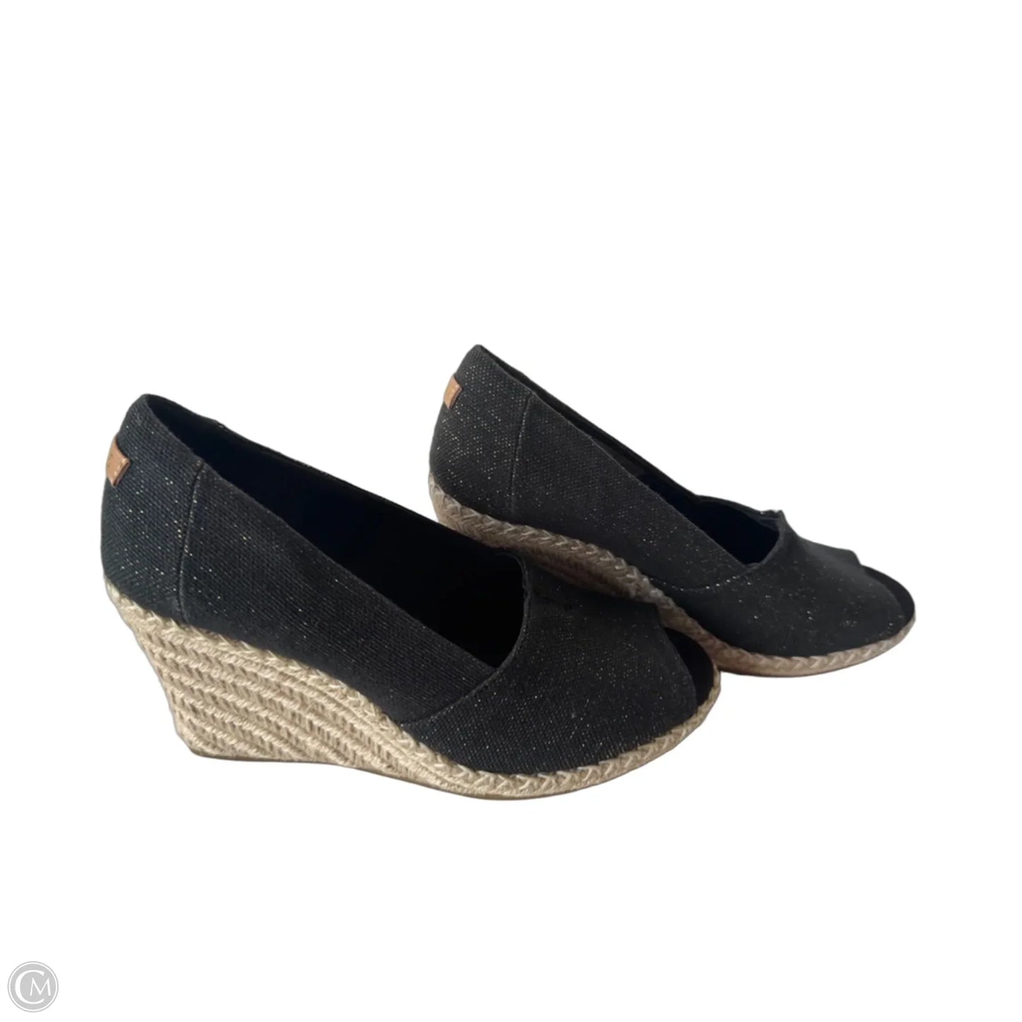 Sandals Heels Wedge By Toms In Black & Gold, Size: 7.5