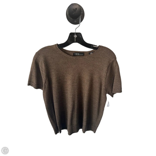Sweater Short Sleeve By Valerie Stevens In Brown, Size: L
