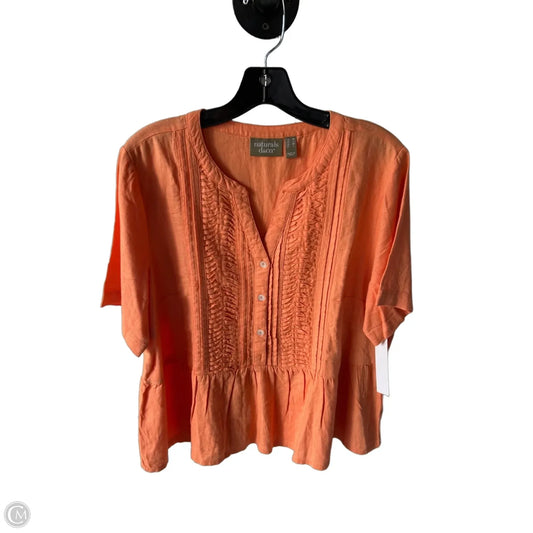 Blouse Short Sleeve By D&co. In Orange, Size: M
