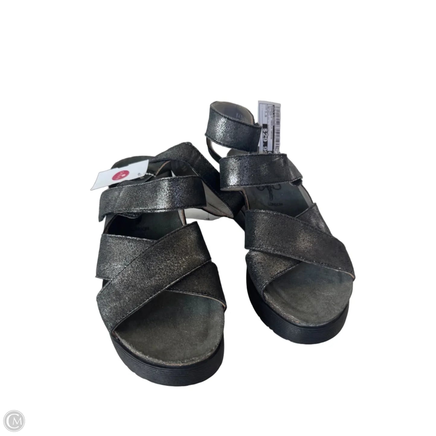 Sandals Heels Wedge By Fly London In Silver, Size: 7.5