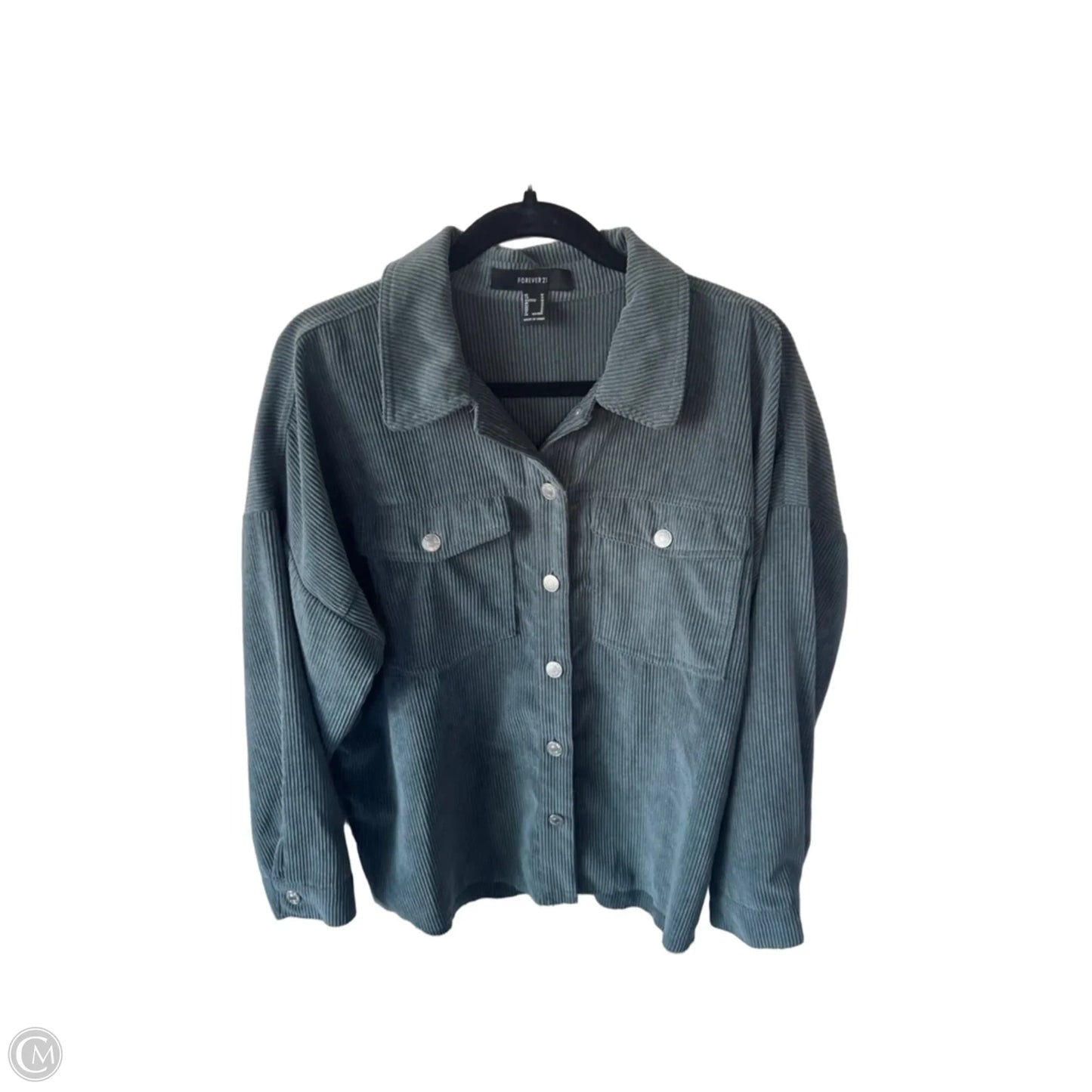 Jacket Shirt By Forever 21 In Green, Size: M
