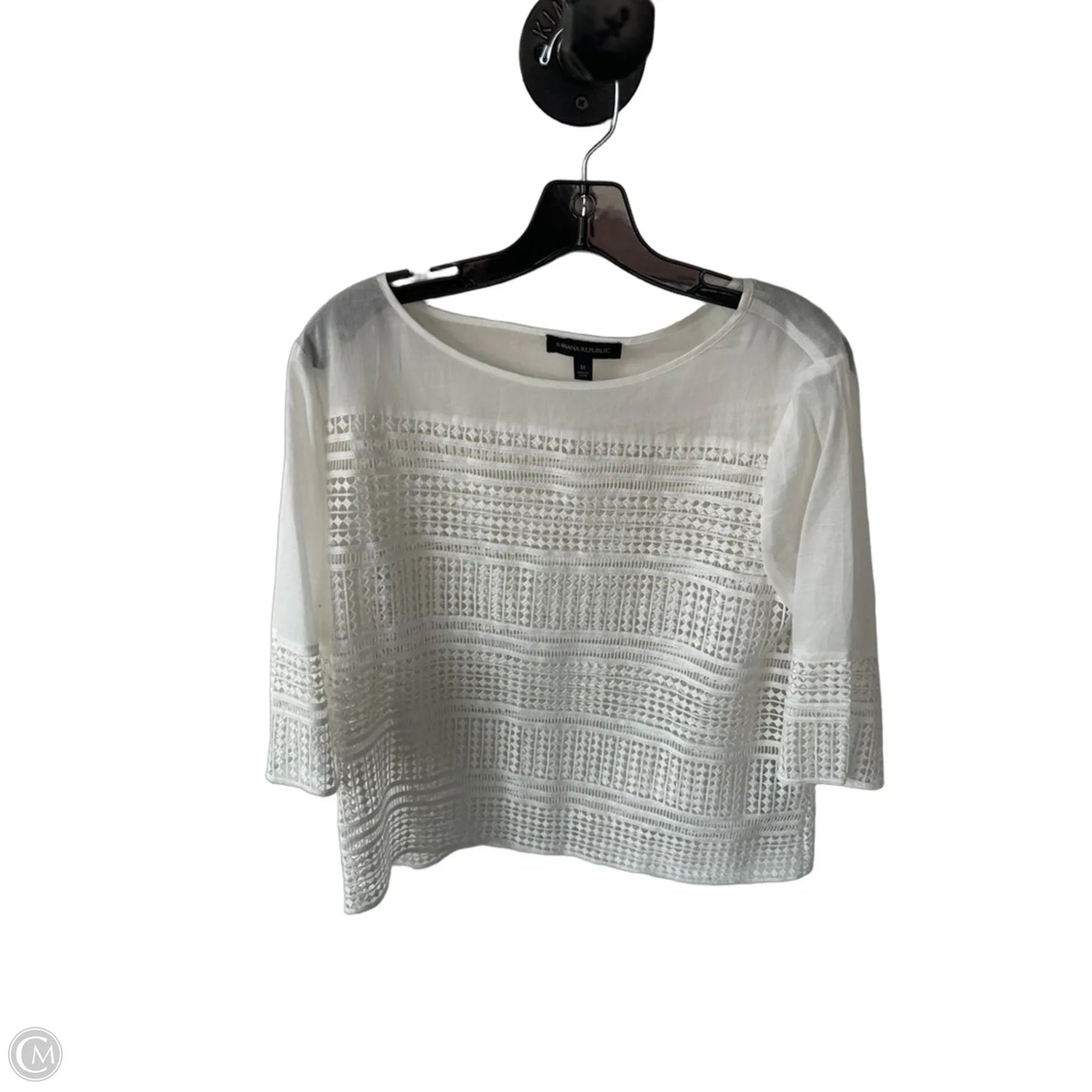 Blouse 3/4 Sleeve By Banana Republic In White, Size: M