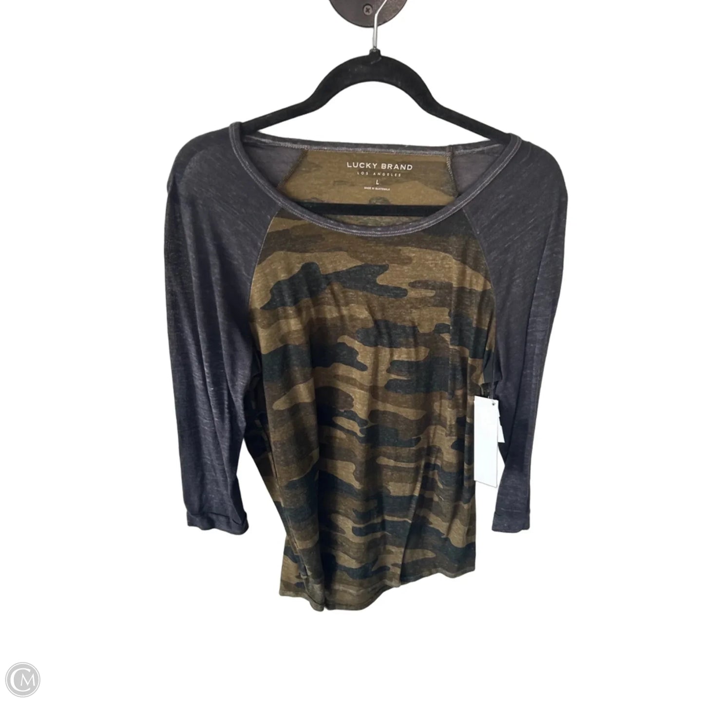 Tunic 3/4 Sleeve By Lucky Brand In Camouflage Print, Size: L