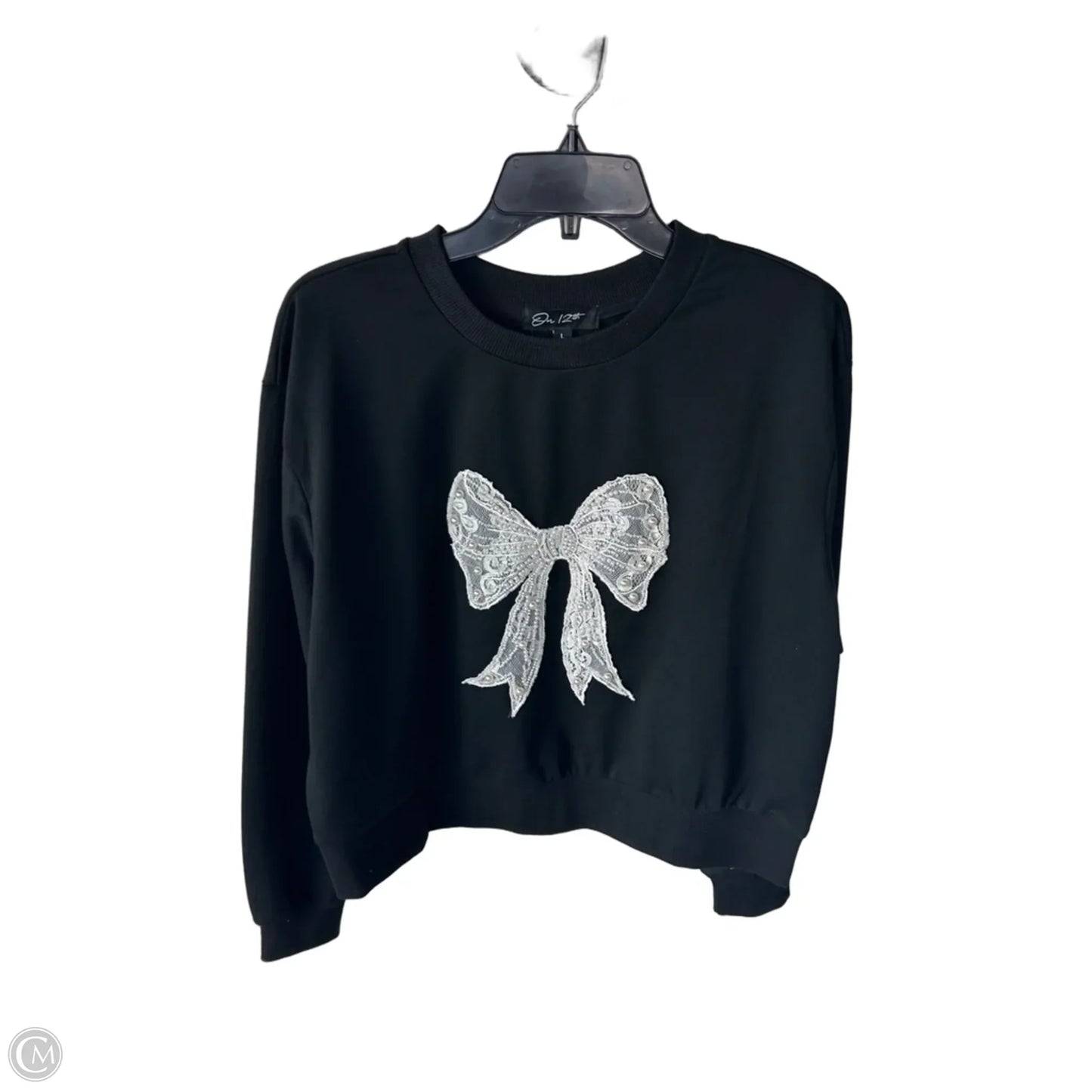 Sweatshirt Crewneck By Clothes Mentor In Black & White, Size: L