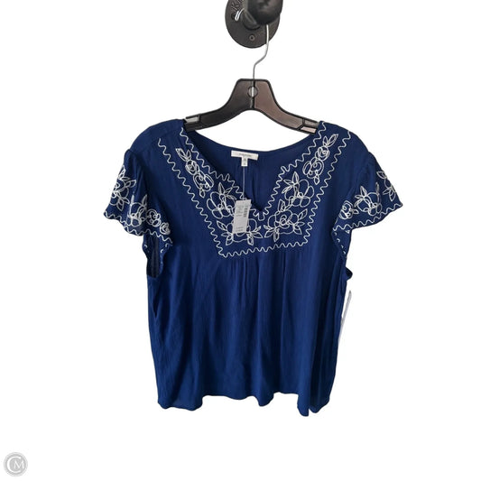 Blouse Sleeveless By Maurices In Blue & White, Size: L