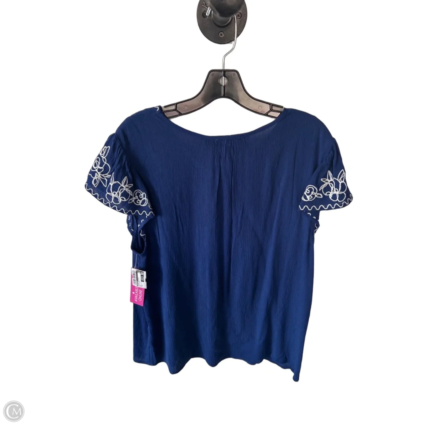 Blouse Sleeveless By Maurices In Blue & White, Size: L