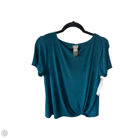 Blouse Short Sleeve By Chicos In Teal, Size: L