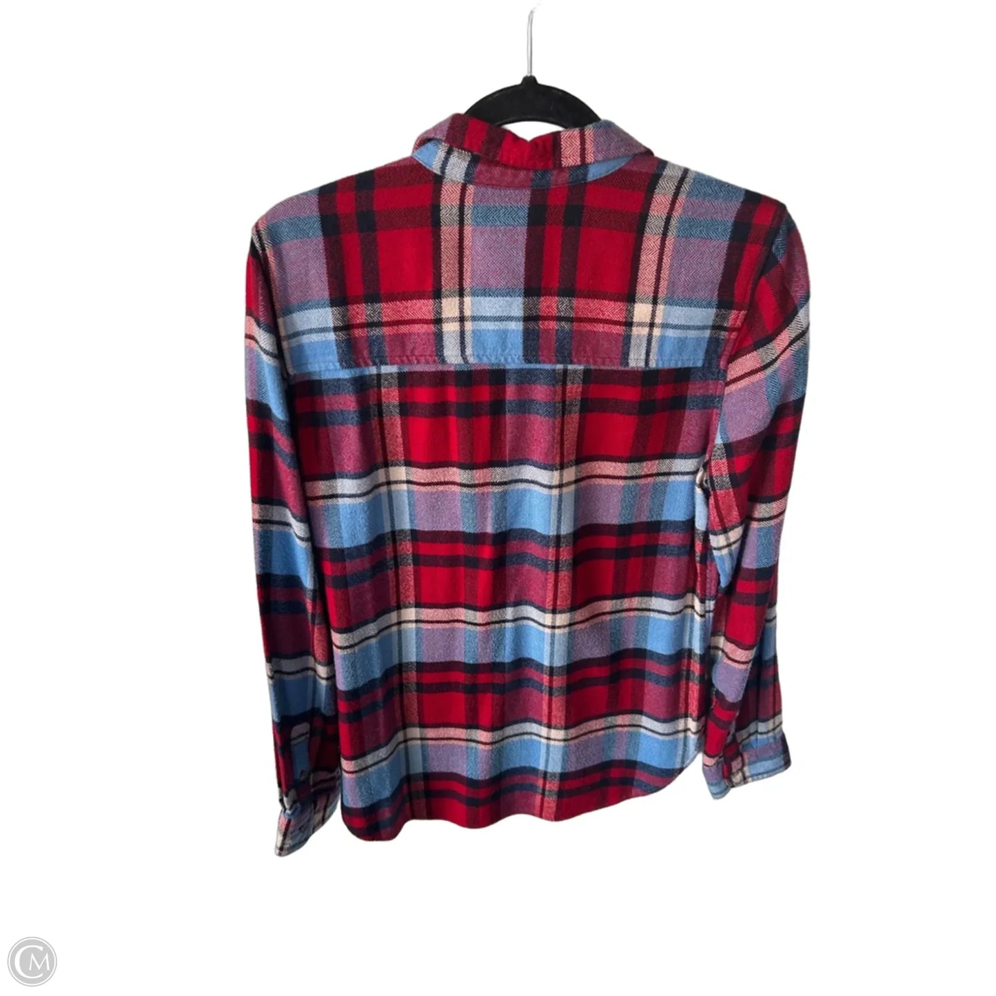 Jacket Shirt By American Eagle In Red & Tan, Size: M