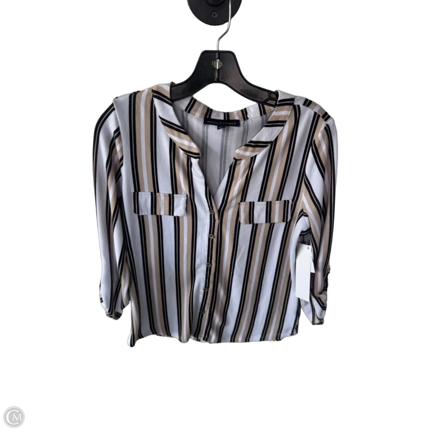 Sweater By Adrienne Vittadini In Tan & White, Size: S