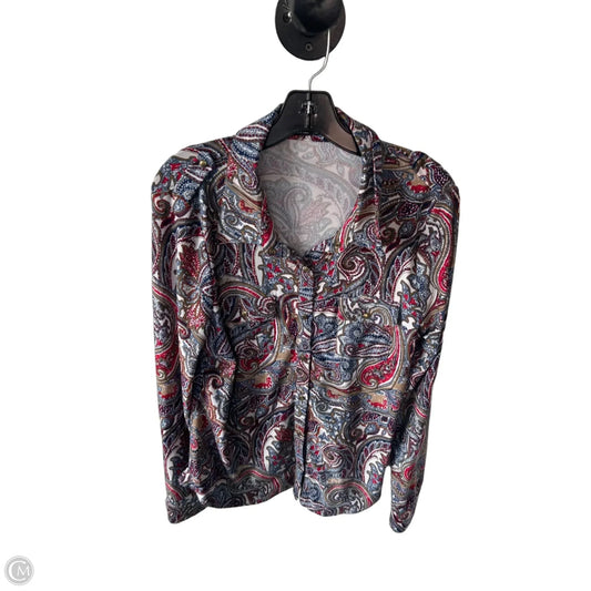 Top Long Sleeve By Bcbgmaxazria In Brown & Red, Size: Xlp