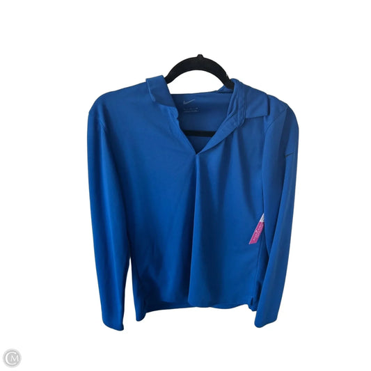 Athletic Top Long Sleeve Collar By Nike In Blue, Size: M
