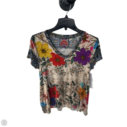 Tunic Designer By Johnny Was In Cream & Purple, Size: S