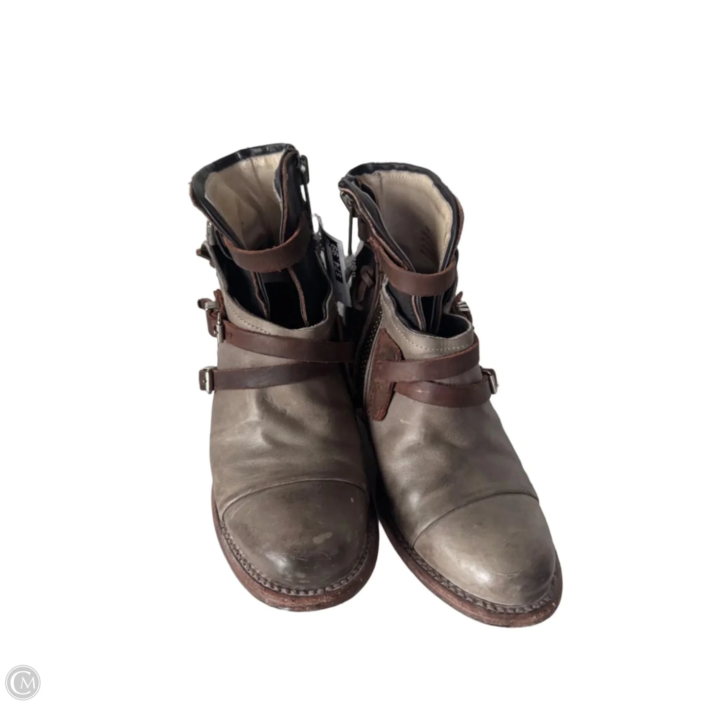 Boots Ankle Flats By Freebird In Brown & Grey, Size: 8