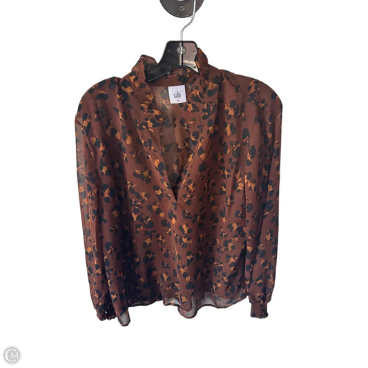 Blouse Long Sleeve By Cabi In Brown, Size: M