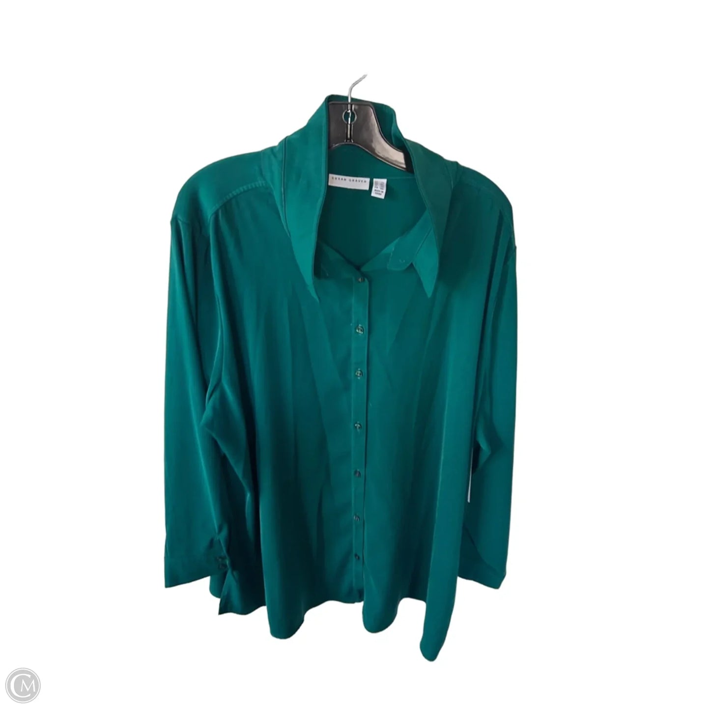 Blouse Long Sleeve By Susan Graver In Green, Size: 2x