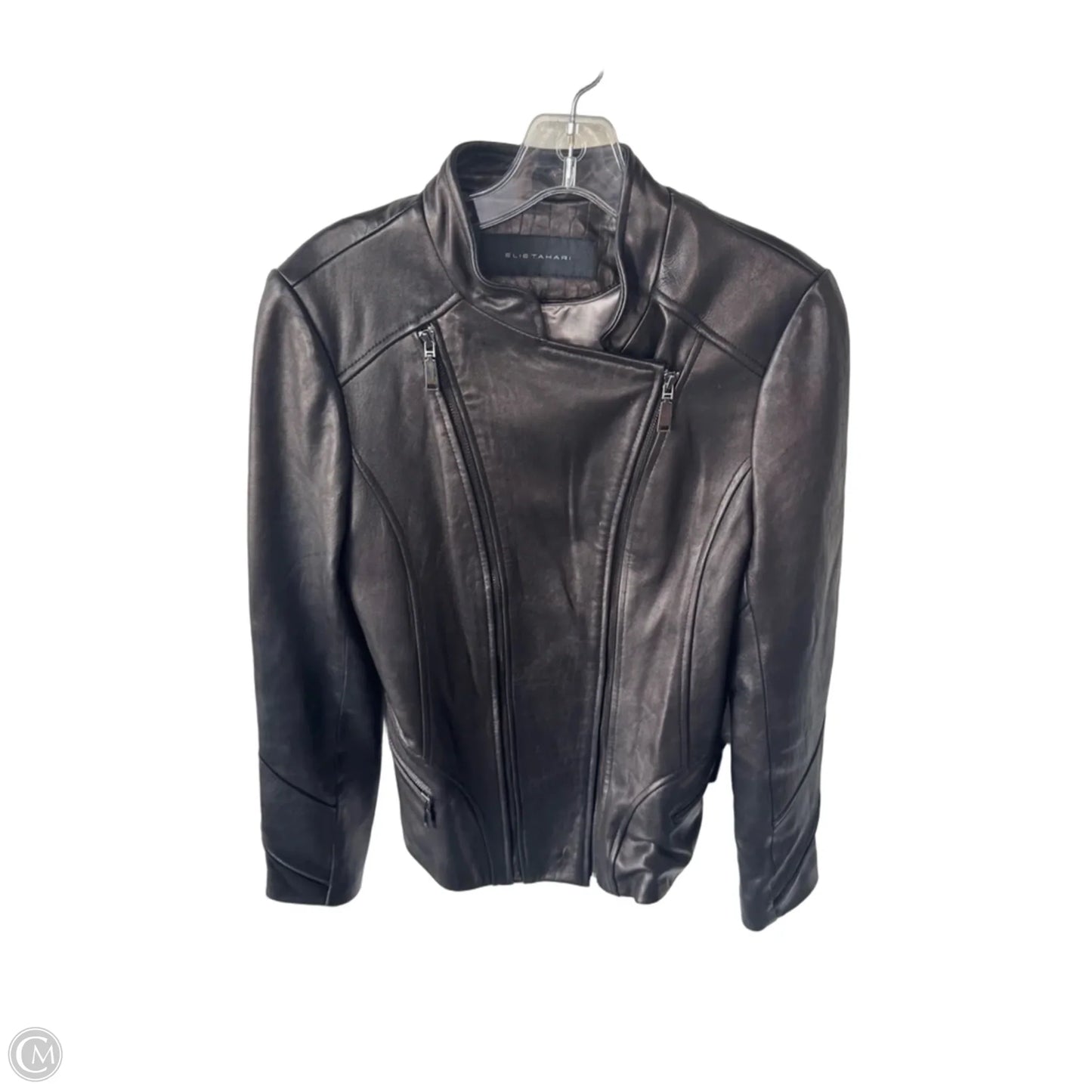 Jacket Moto Leather By Elie Tahari In Black, Size: M