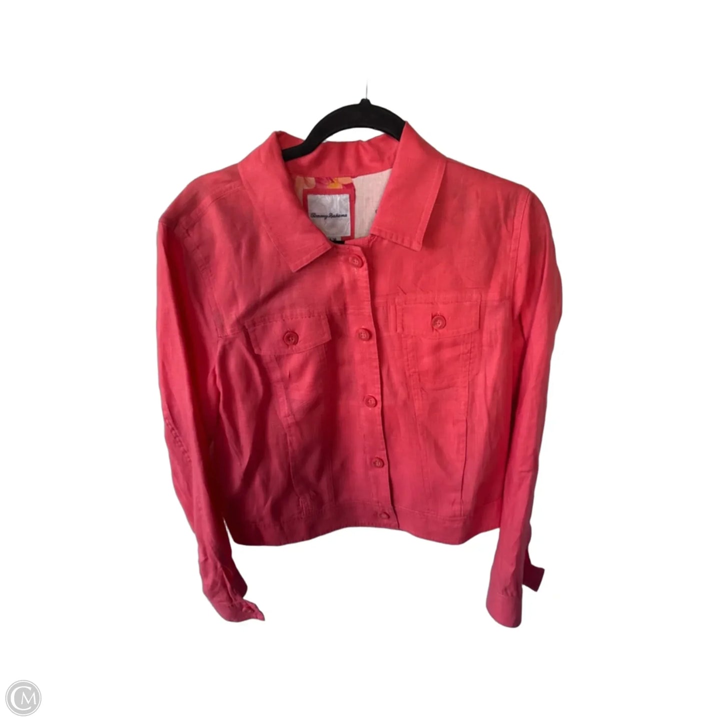 Jacket Shirt By Tommy Bahama In Coral, Size: M