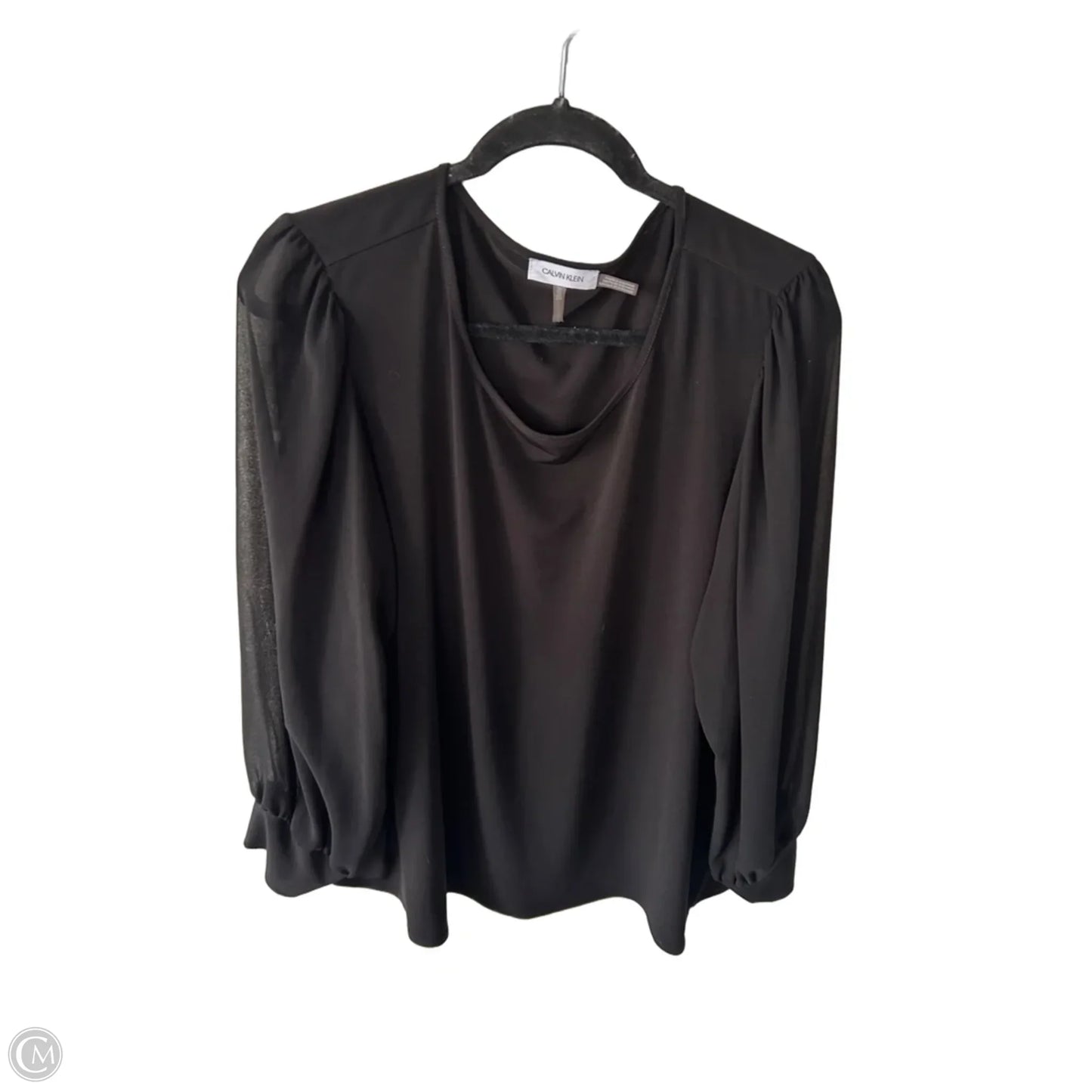 Blouse Long Sleeve By Calvin Klein In Black, Size: 2x