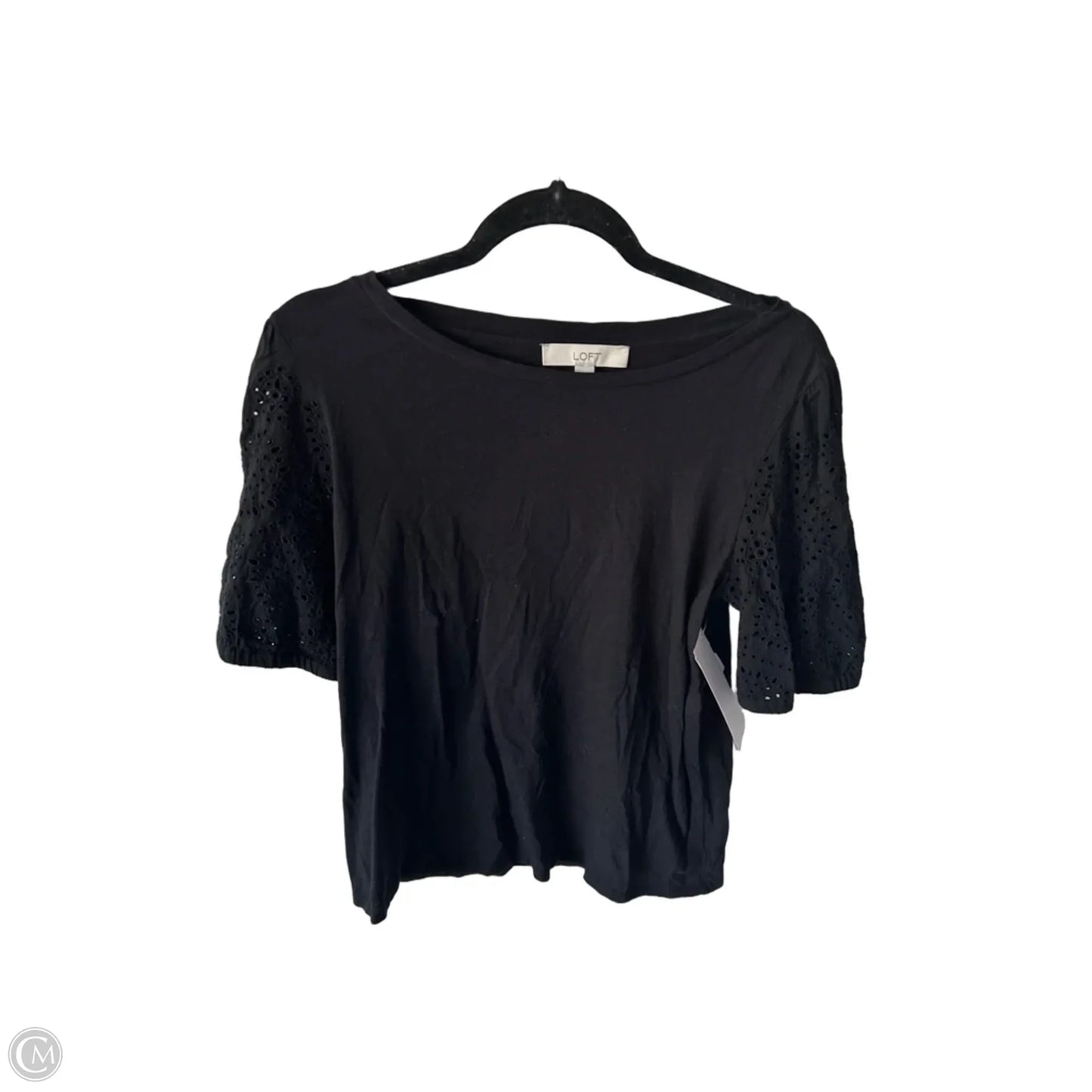 Top Short Sleeve By Loft In Black, Size: S