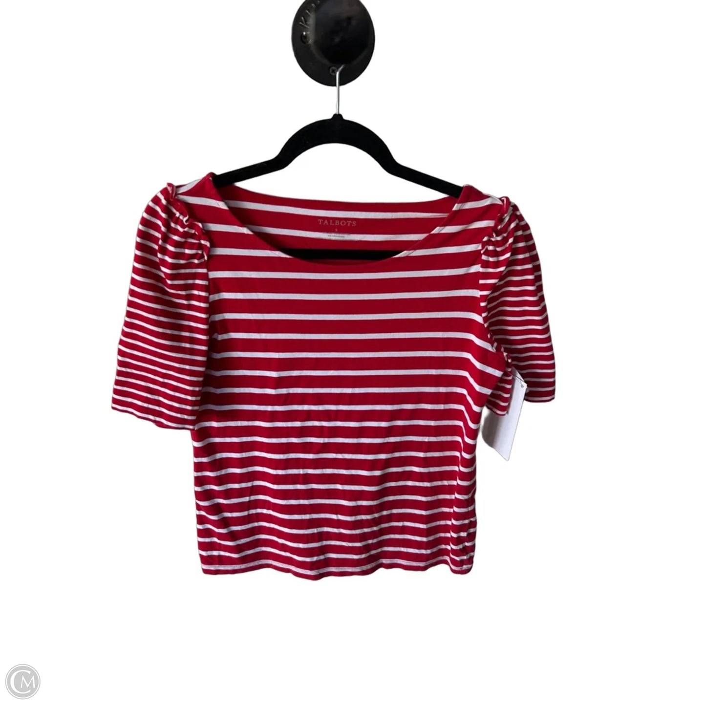 Top Short Sleeve By Talbots In Red & White, Size: S