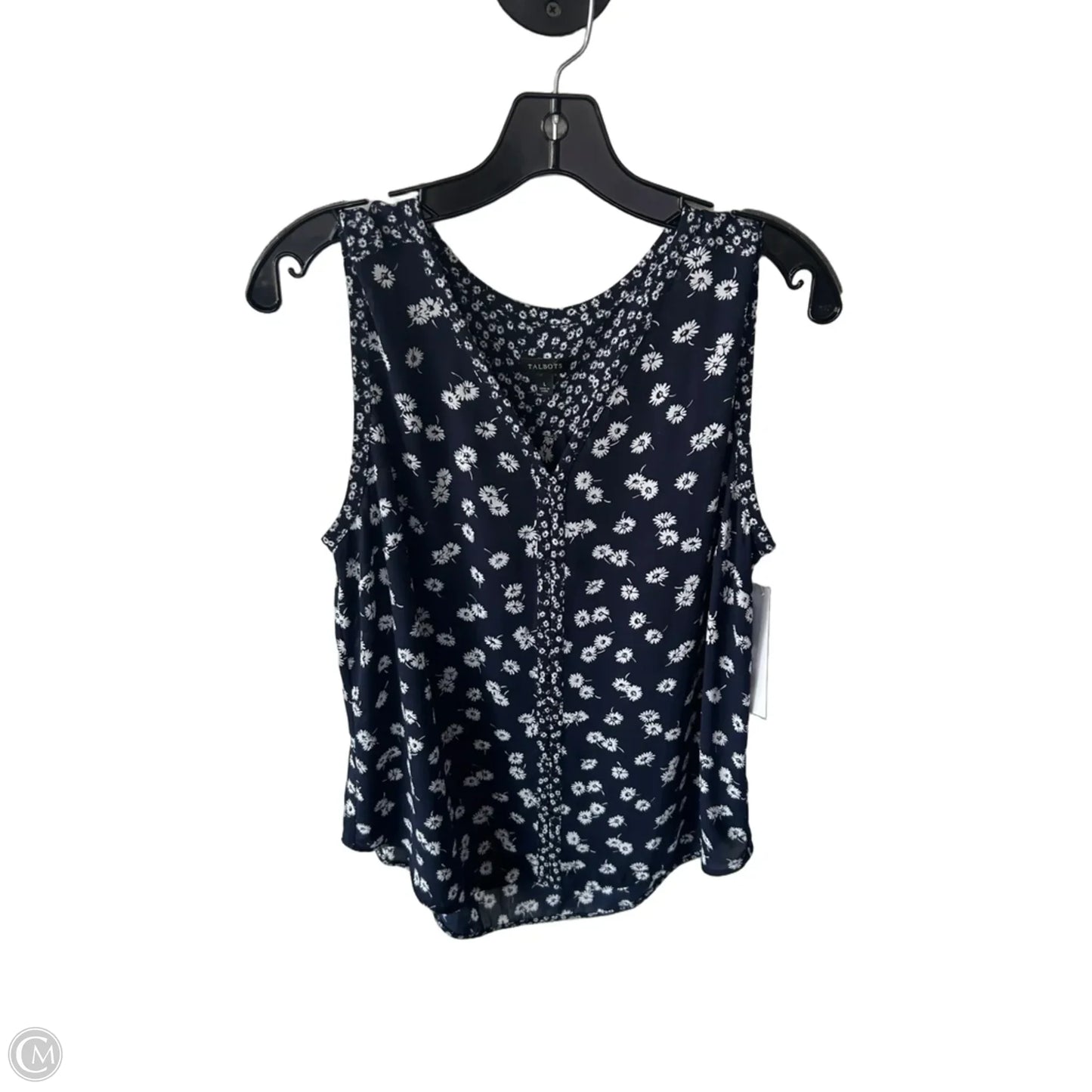 Blouse Sleeveless By Talbots In Blue & White, Size: L