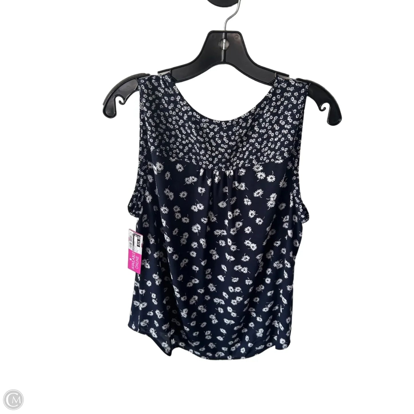 Blouse Sleeveless By Talbots In Blue & White, Size: L