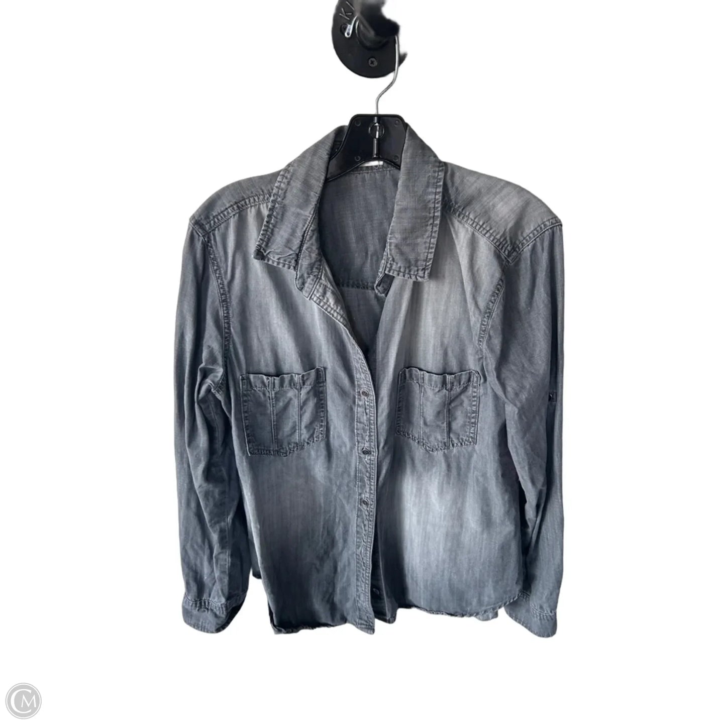 Blouse Long Sleeve By Bella Dahl In Grey Denim, Size: L