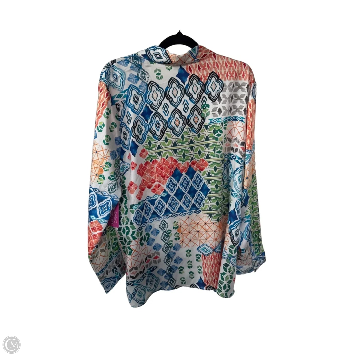 Blouse Long Sleeve By Chicos In Orange & White, Size: L