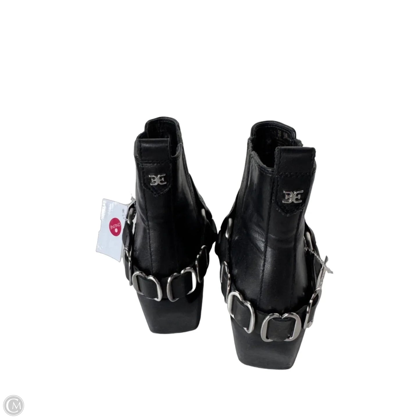 Boots Ankle Heels By Sam Edelman In Black & Silver, Size: 9