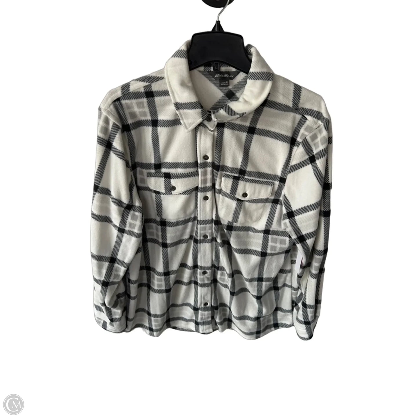 Jacket Shirt By Eddie Bauer In Black & White, Size: Xl