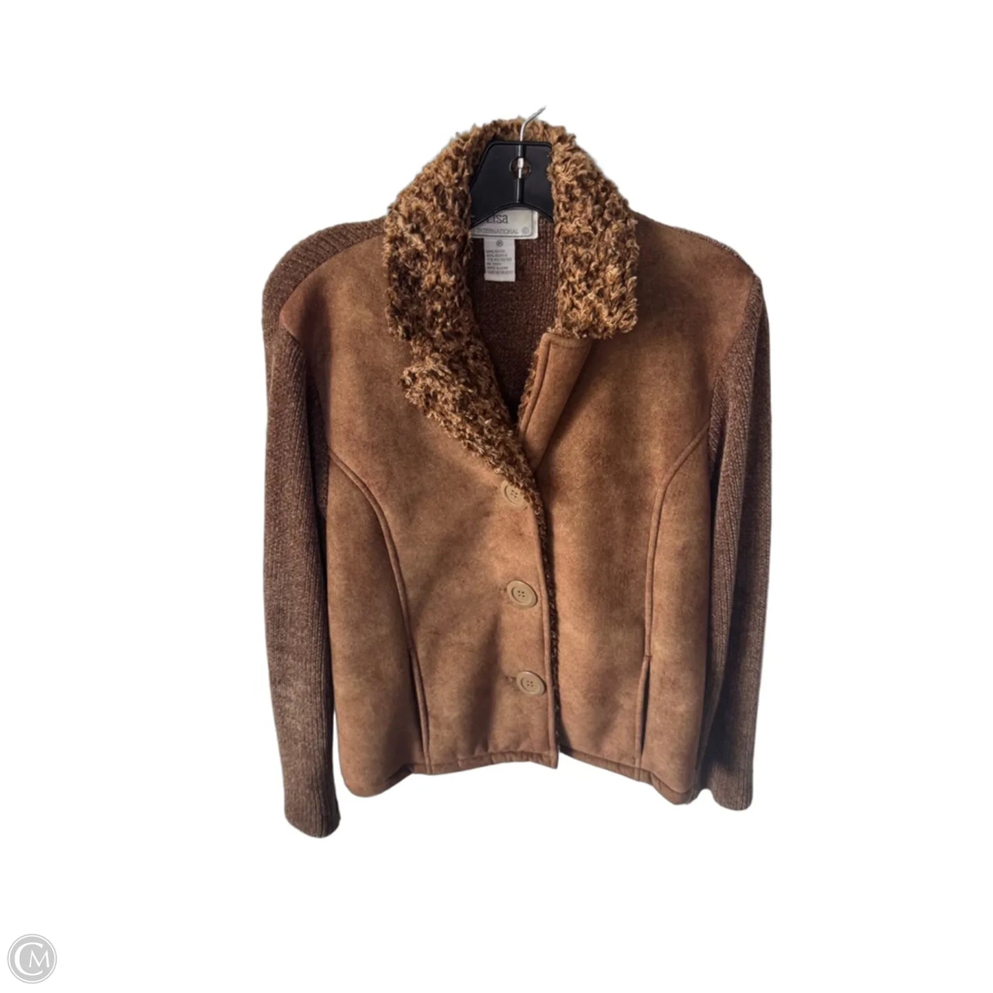 Jacket Faux Fur & Sherpa By Lisa International In Brown, Size: M