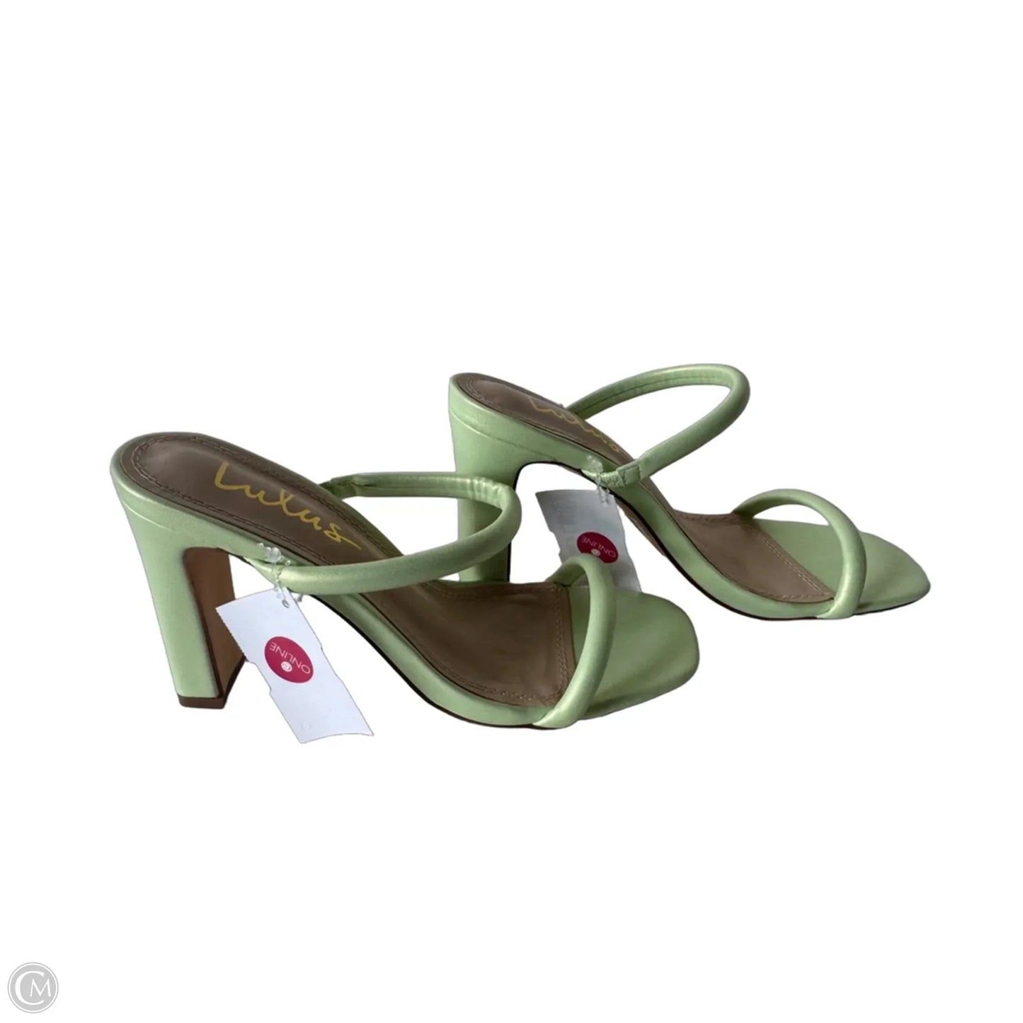 Sandals Heels Block By Lulus In Green, Size: 5.5