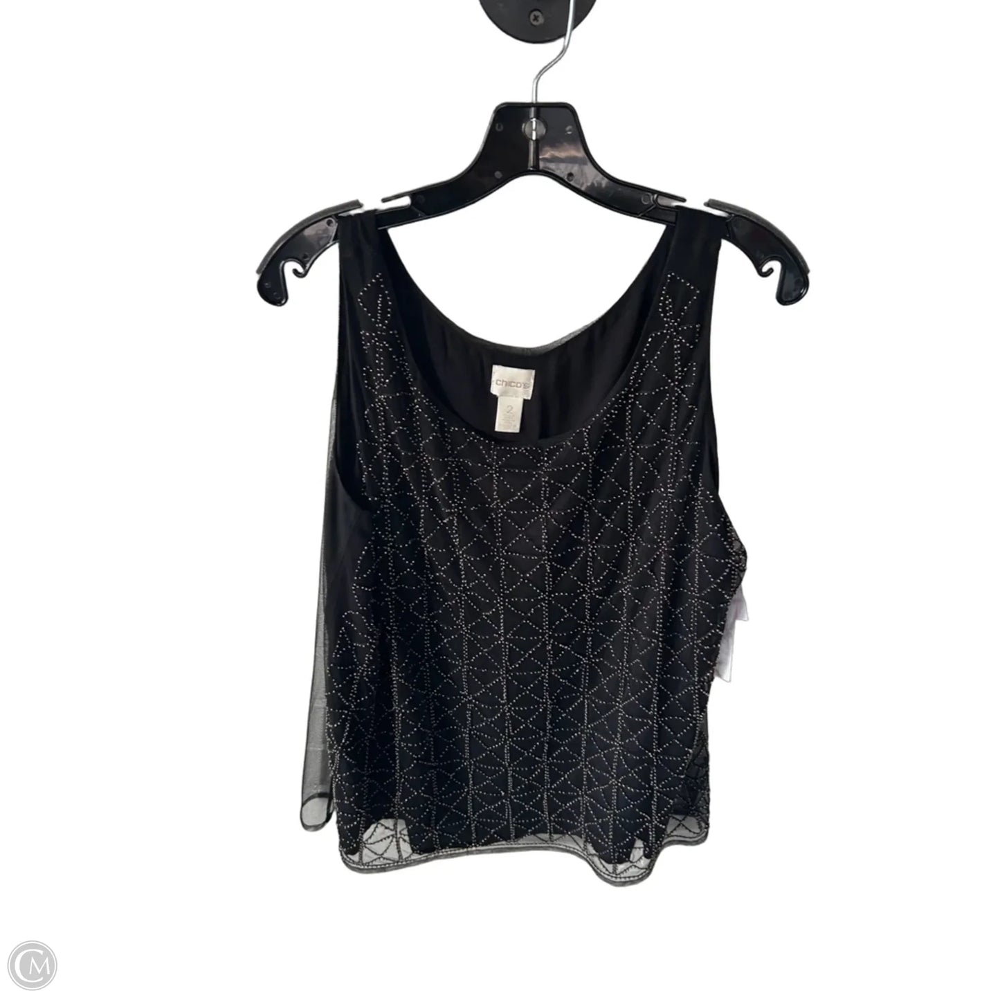 Blouse Sleeveless By Chicos In Black & Silver, Size: L