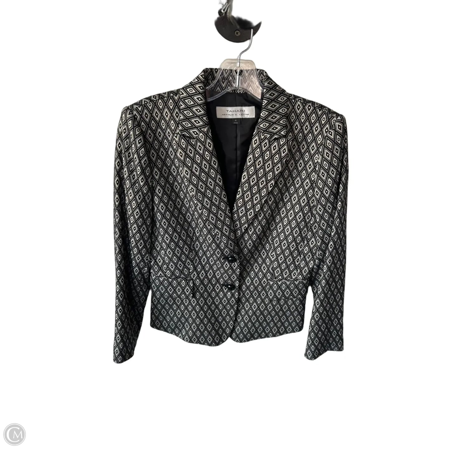 Blazer By Tahari By Arthur Levine In Black & Cream, Size: S