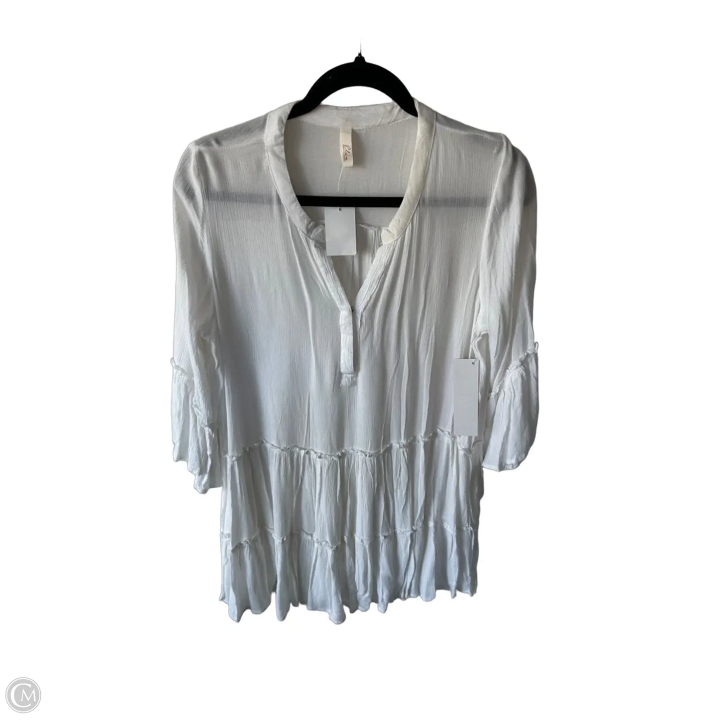 Tunic 3/4 Sleeve By Elan In White, Size: S