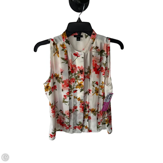 Blouse Sleeveless By Ann Taylor In Cream & Orange, Size: M