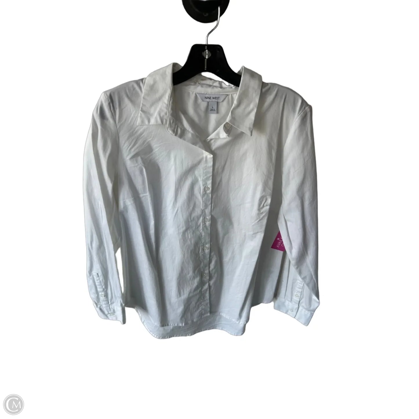 Blouse Long Sleeve By Nine West In White, Size: L