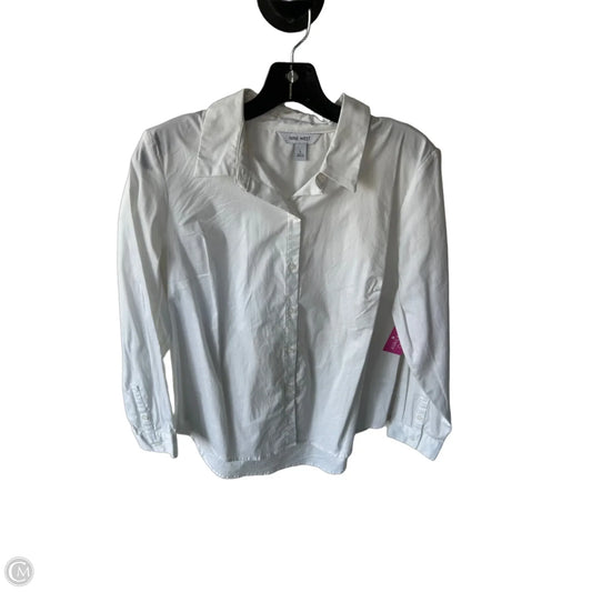 Blouse Long Sleeve By Nine West In White, Size: L