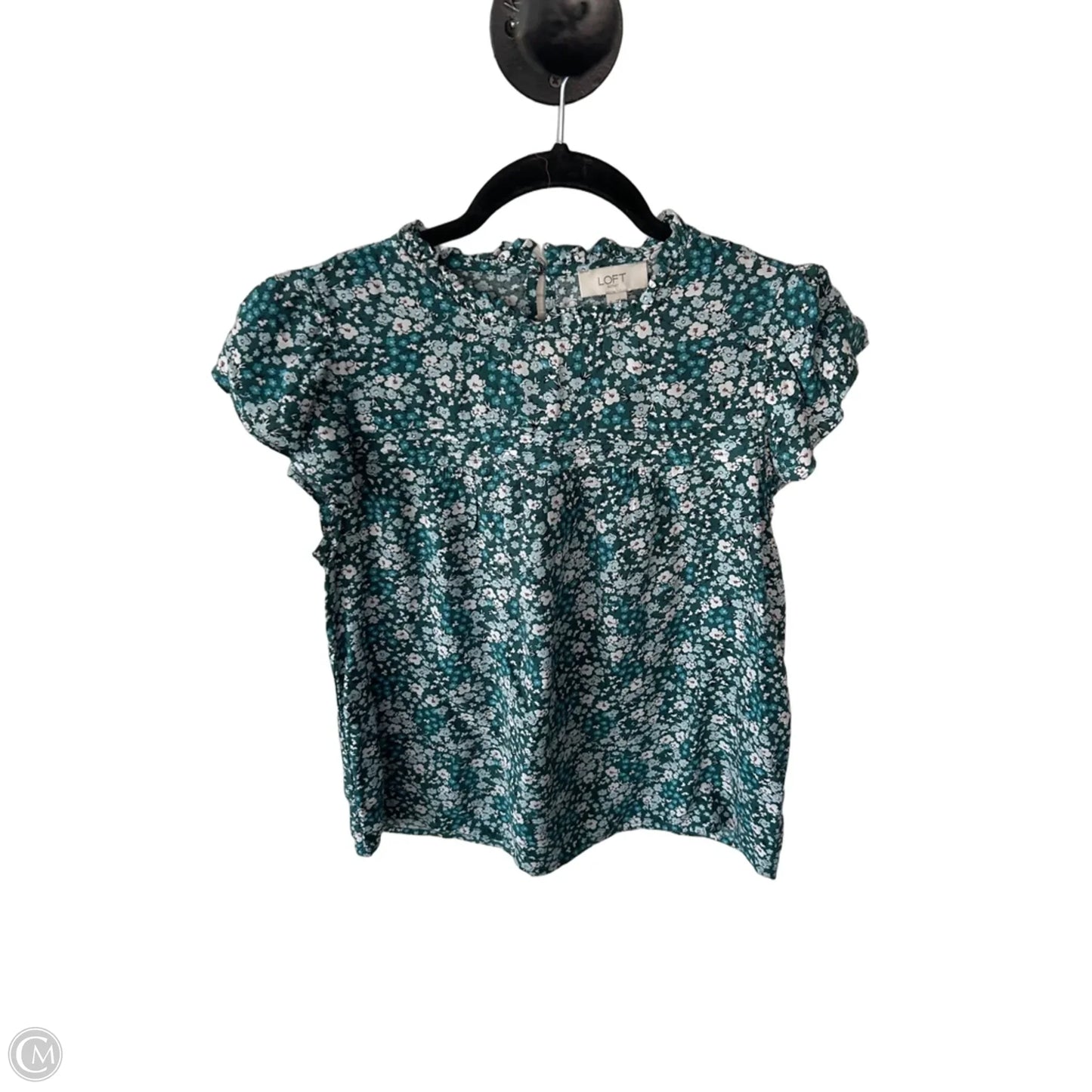 Blouse Short Sleeve By Loft In Green & White, Size: S